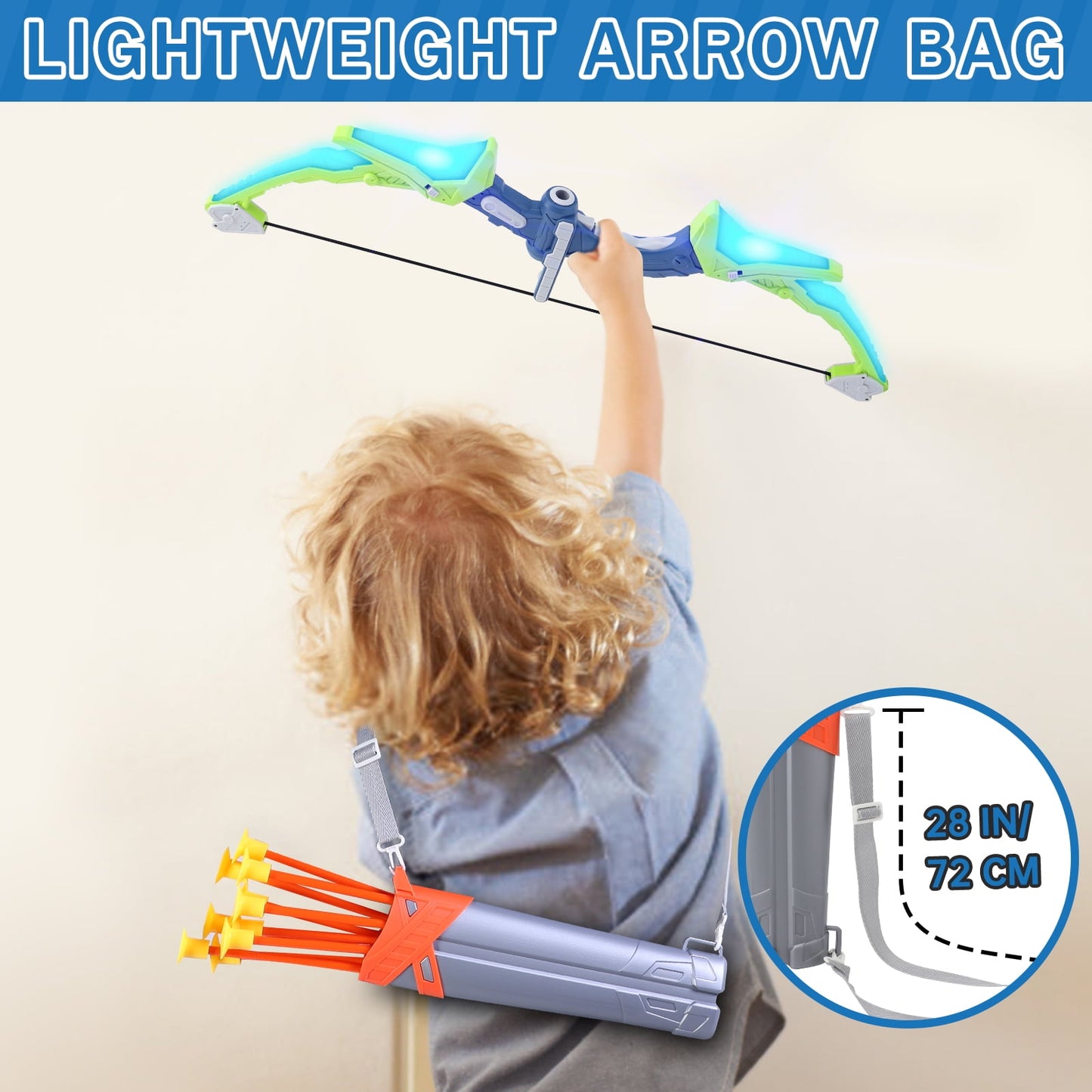 Crtynell Kids Bow And Arrow Set, 2 Pack Led Light Up Archery Toy Set Indoor Outdoor Sport Toys For Boys Girls Christmas Gift