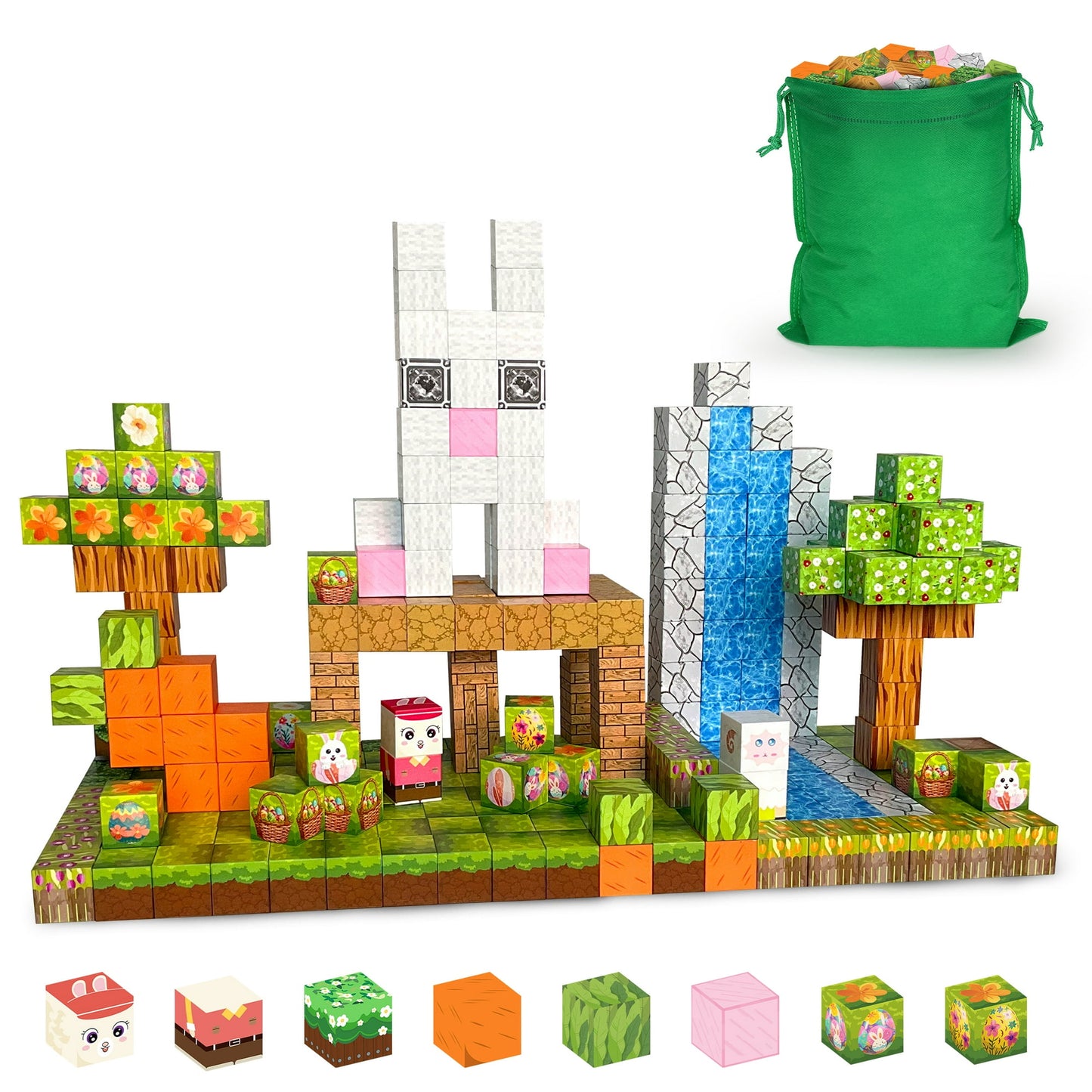120PCS Magnetic Blocks,Farm-Forest Animals Magnetic Building Toy with Flowers--carrot-Bunnies, For Boys & Girls Age 3-5 6-8, Sensory Toys For Toddlers Gifts For 3+ Years Old Girls Boys