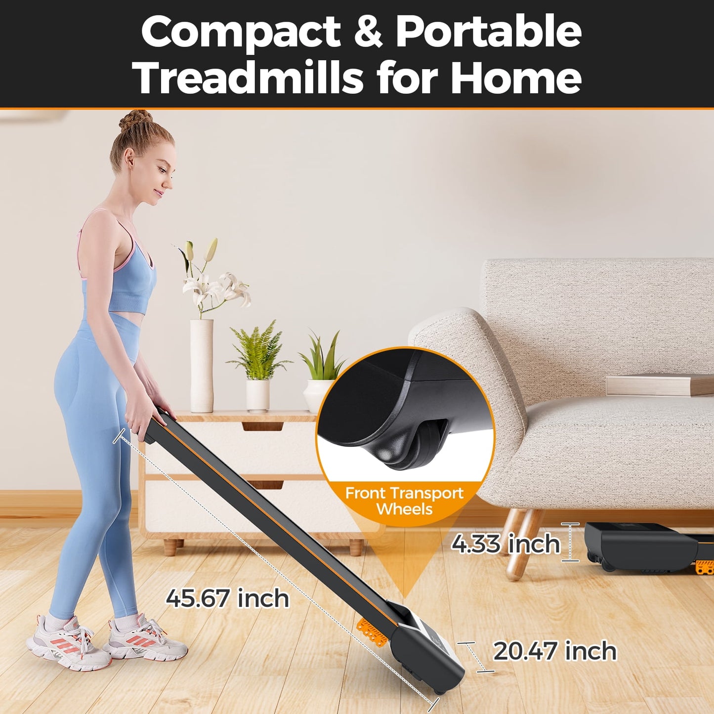 2 in 1 Walking Pad ,Electric Treadmill with Speaker and Remote Control, 2.5HP Walking Jogging Machine for Home/Office