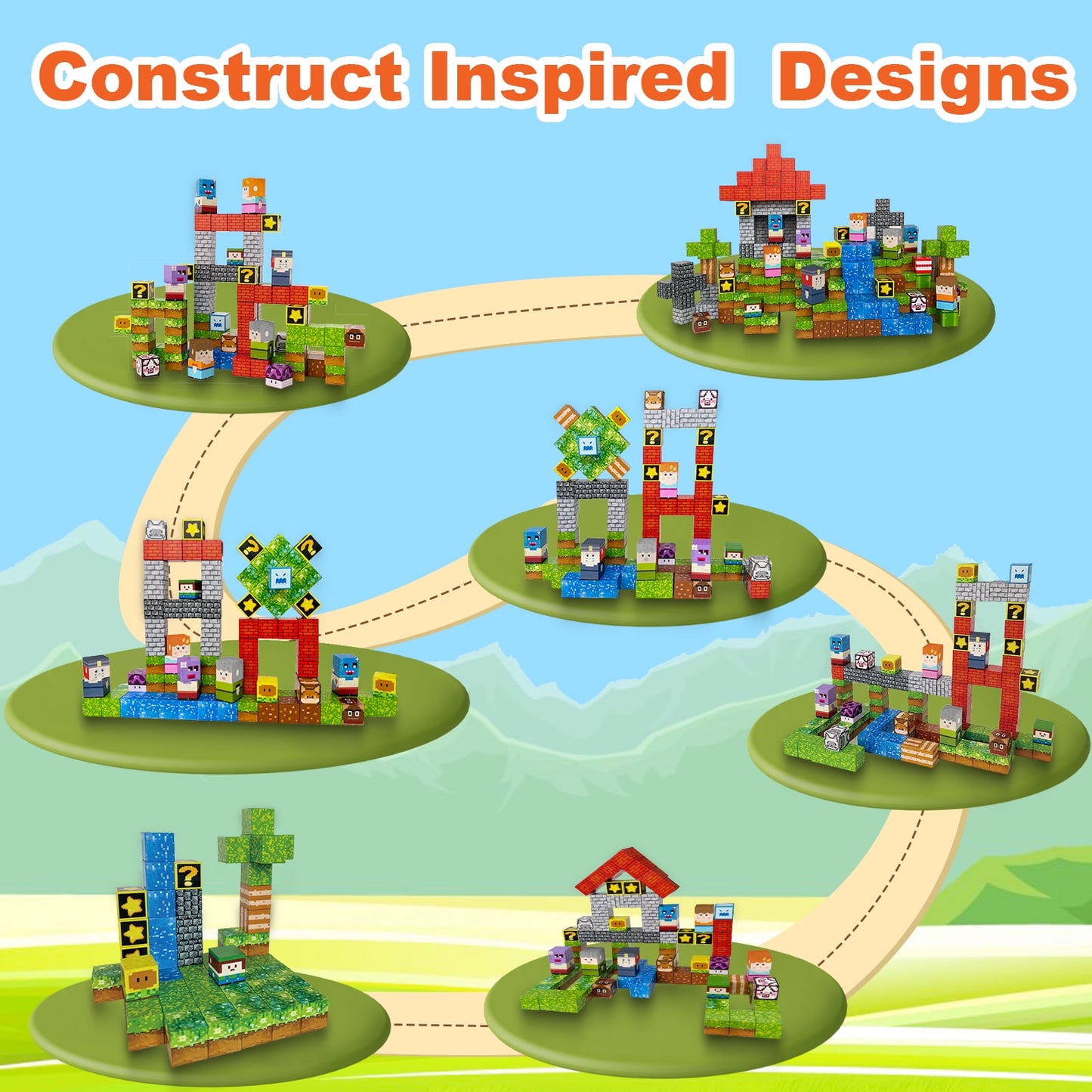 100pcs Magnetic Blocks - Build a Plants Wars Set, Magnetic Building Blocks Toddler Toys STEM Sensory Outdoor Toys for Boys and Girls Ages 3+, Birthday Christmas Gifts