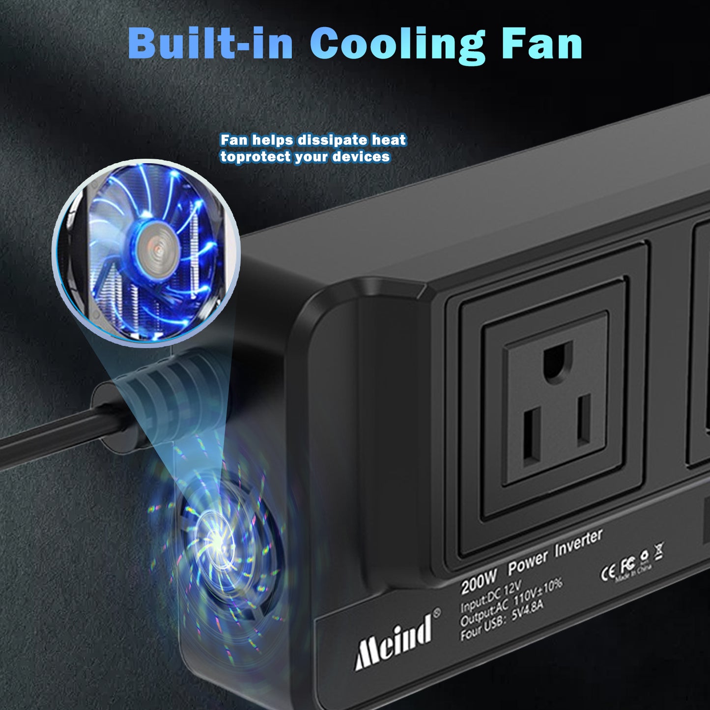 Peak Power 400W Car Power Inverter Car Plug Adapter Outlet Charger DC 12 to 110V/220V Car Inverter with 4 USB 4.8A