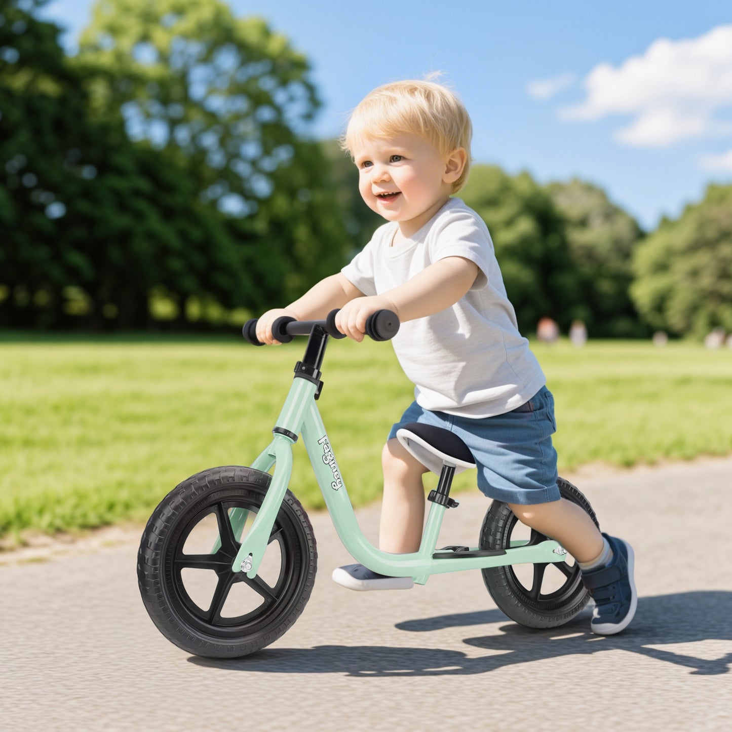 12-Inch Balance Bike No Pedal Lightweight Bike for Boys Girls 1.5 to 4 Years Old, Toddler Bike with Adjustable Seat, Carry Handle