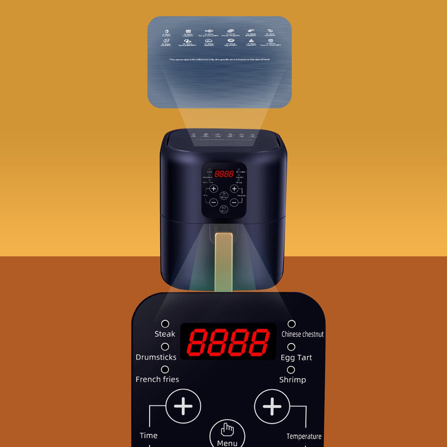 7.2 Quart 2400W Air Fryer Oven 360° Circulating Heating Air Frier Cookers, Air Fryer, Bake, Press, Grill