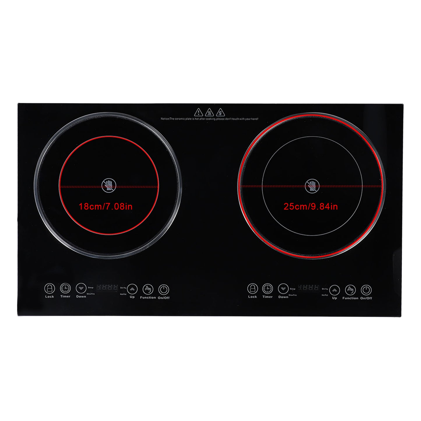 Electric Ceramic Cooktop,26.8 Inch 2 Burners Built-in Countertop Burners Cooker,2200W Electric Stove,11 Power Levels, Kids Lock & Timer,LED Touch Control,Overheat Protection