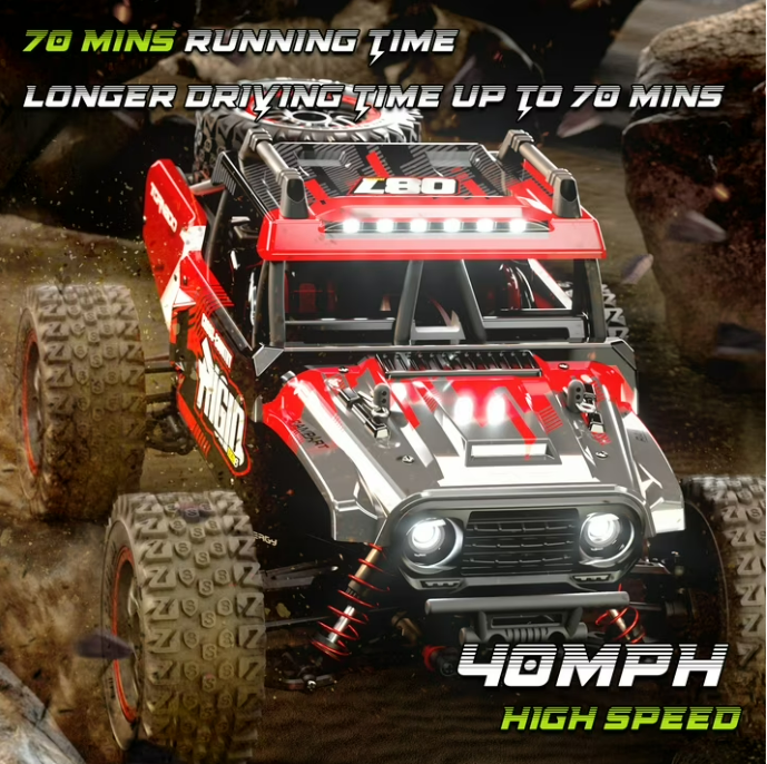 RC Cars 1:14 4WD High Speed Remote Control Truck 60+km/h Fast All Terrain Off Road RC Truck Toy Gifts for Kids Adults, 2 Batteries