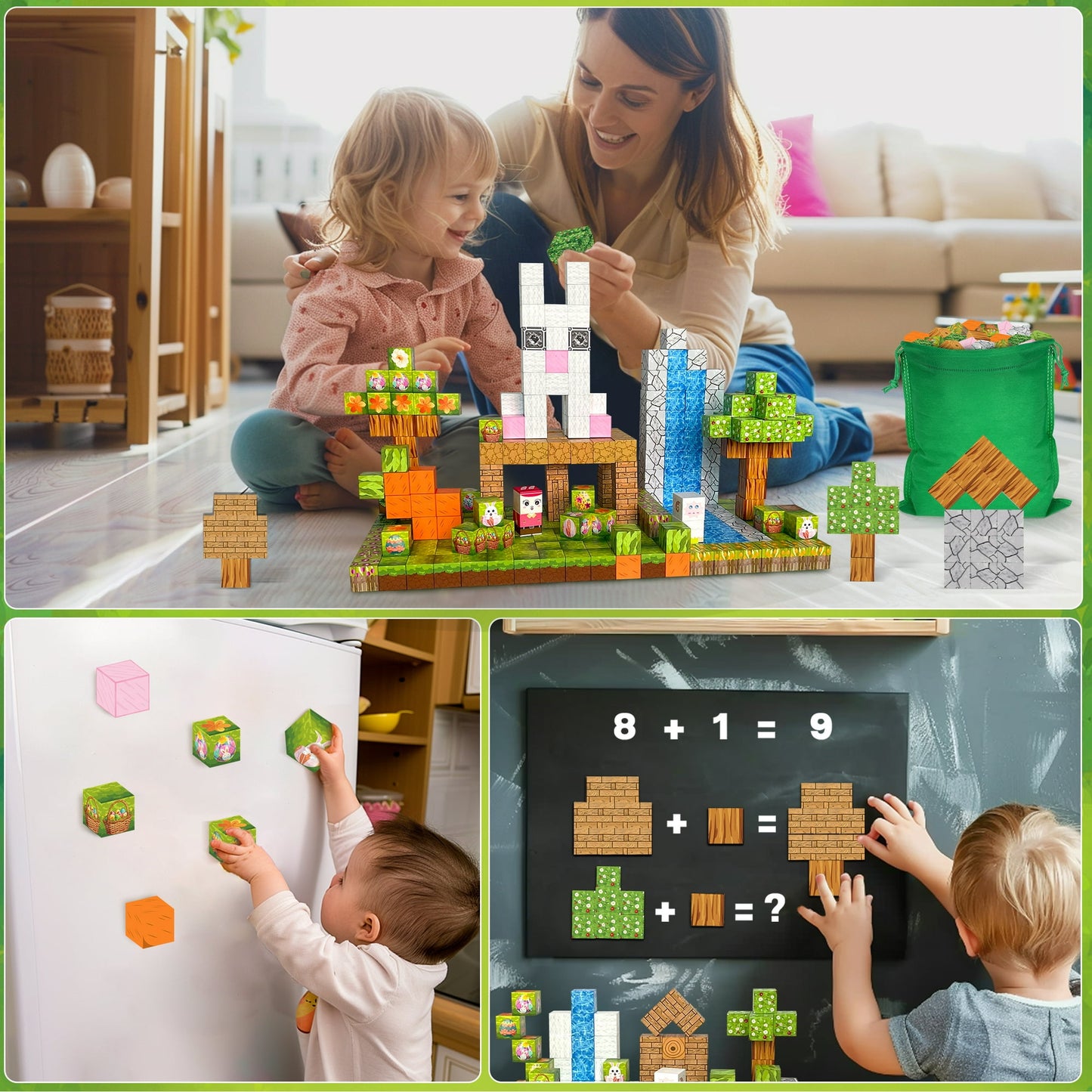 120PCS Magnetic Blocks,Farm-Forest Animals Magnetic Building Toy with Flowers--carrot-Bunnies, For Boys & Girls Age 3-5 6-8, Sensory Toys For Toddlers Gifts For 3+ Years Old Girls Boys