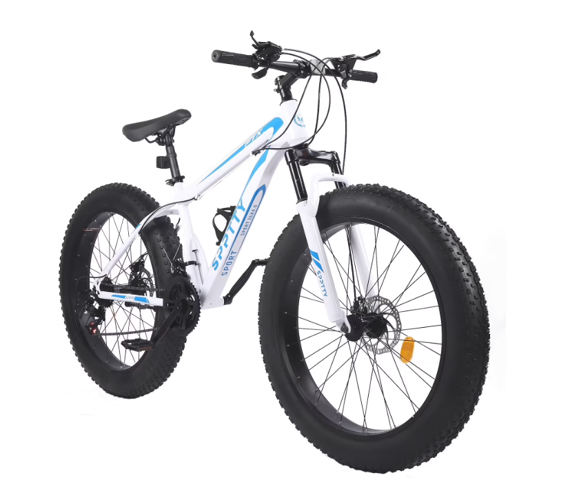 SPPTTY 26" Fat Tire Mountain Bike,4" Non-Slip Wide Tires with 21 Speed,Dual Disc Brakes,Bicycle for Men and Women
