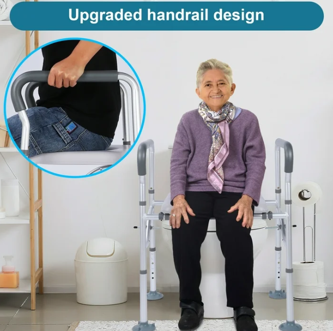 AMONSEE Raised Toilet Seat with Handles 400lbs, Adjustable Safety Toilet Chair for Elderly, Pregnant and Handicap