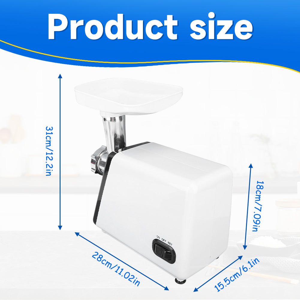 Electric Meat Grinder, Max Sausage Stuffer with 2 Blades, 2 Grinding Plates, 2 Sausage Tubes, 2500W Meat Grinder Heavy Duty for Home Kitchen Use, Stainless Steel