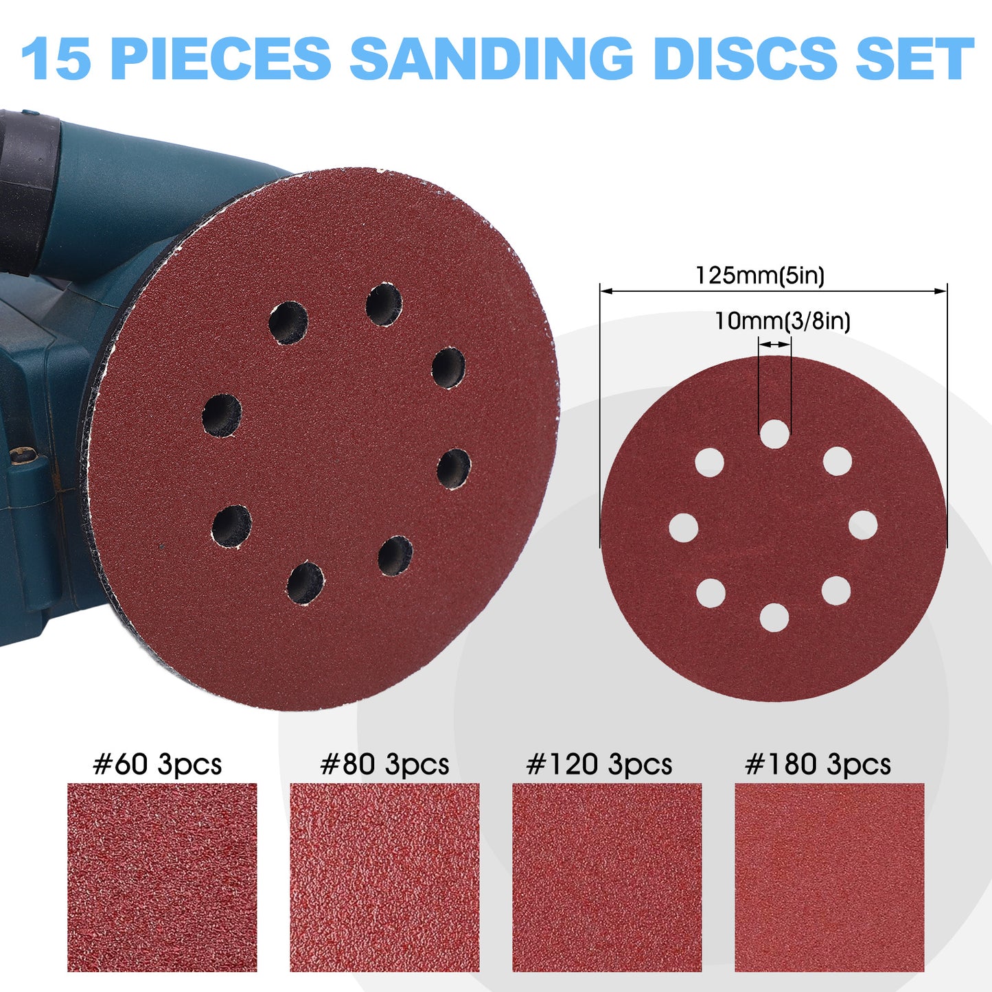 20-Volt 5" Cordless Random Orbit Sander And Dust Bag With 2.0A Battery & 12Pcs Sandpaper