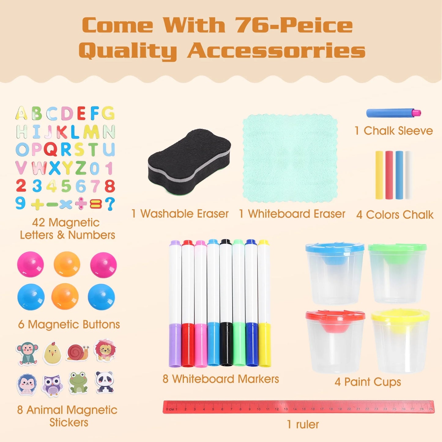 Wooden Art Easel for Student, Adjustable Height Drawing Easel with Double Sided Whiteboard Chalkboard, Foldable Dry Erase Board with Accessories, Perfect Painting Gifts for Boys & Girls