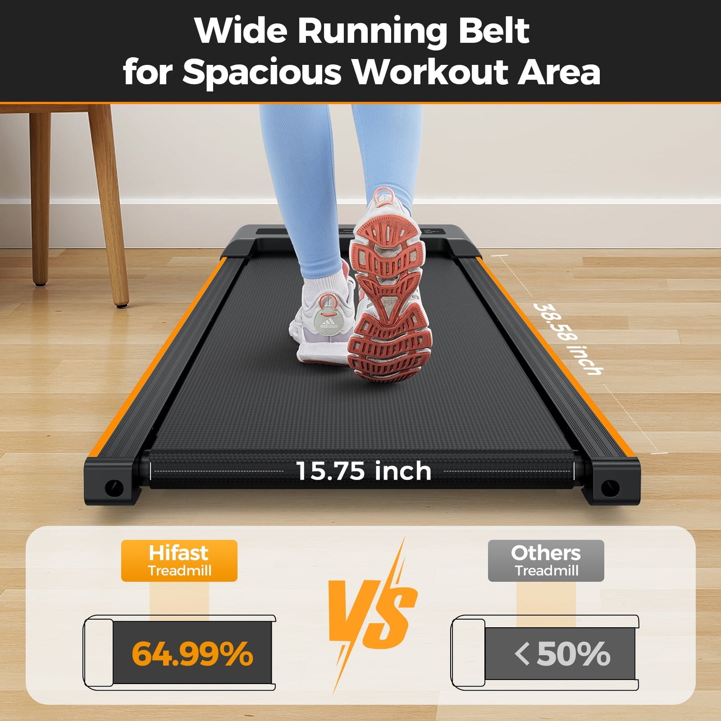 2 in 1 Walking Pad ,Electric Treadmill with Speaker and Remote Control, 2.5HP Walking Jogging Machine for Home/Office