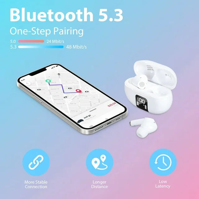 Wireless Earbuds Language Translator Earbuds Support 100+ Languages, LED Power Display Bluetooth Headphones with Touch Control Fit for IOS & Android for Music Calling Gaming Sports