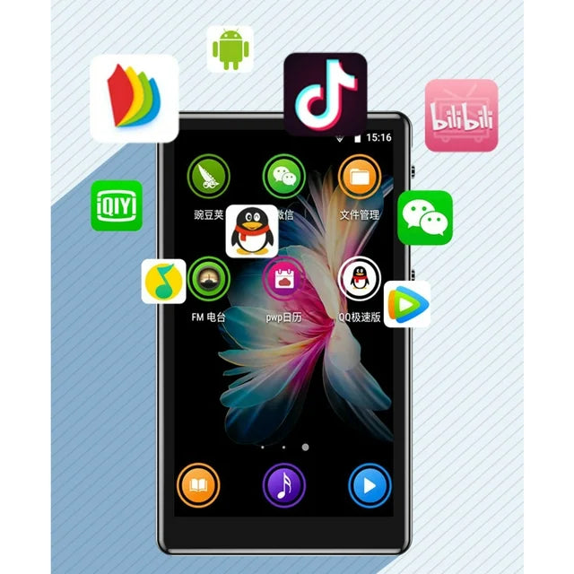 144GB MP3 Player with Bluetooth and WiFi, 5" IPS Touch Screen 1080P Android MP3 MP4 Player for Kids, HiFi Music Player with Spotify, Deezer, Audible, Play Store, Browser, Built-in HD Speaker, Black