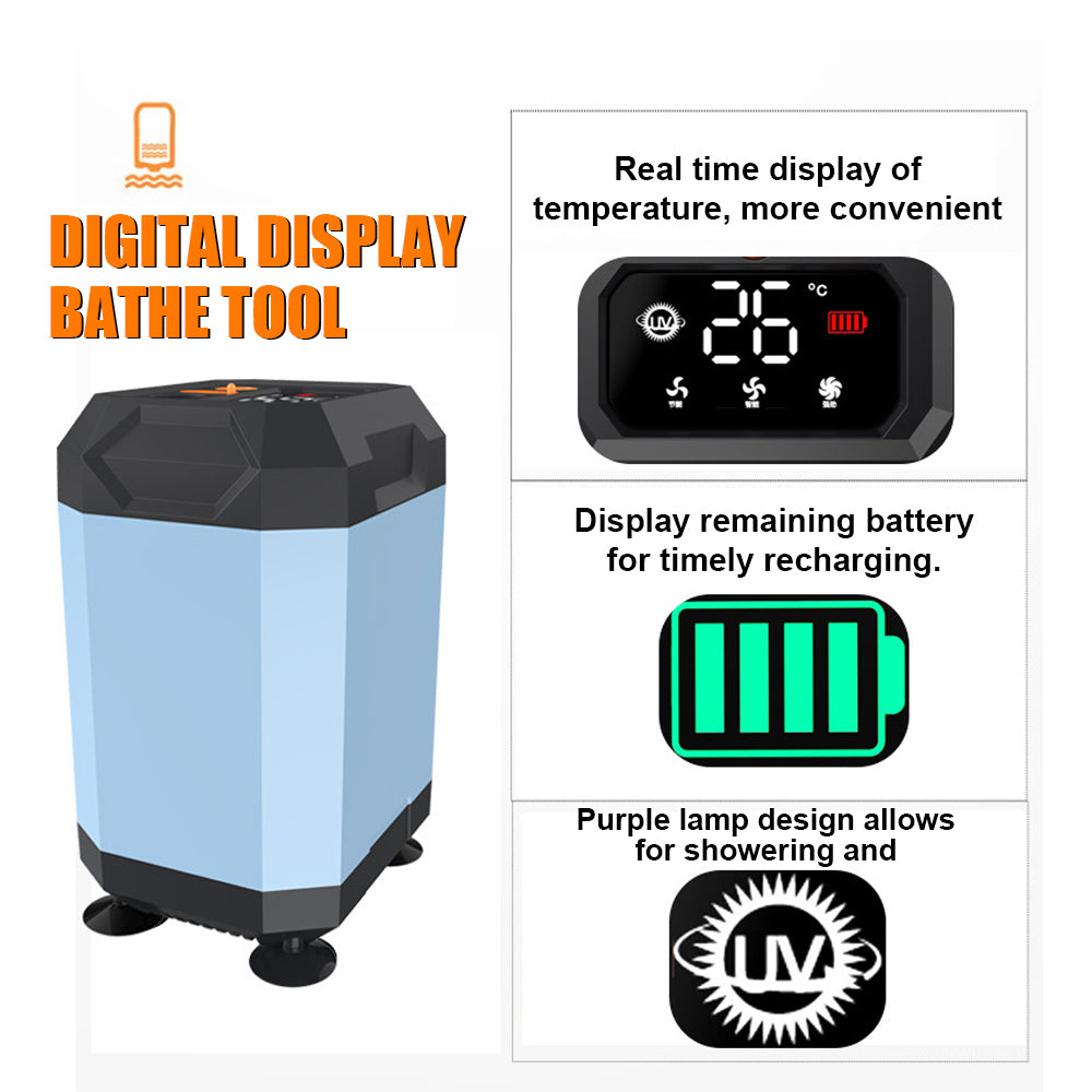 Portable Shower for Camping, Outdoor Electric Shower Rechargeable Pump with Intelligent Digital Display, Camping Shower Head Nozzle for Camping, Hiking, Traveling, Washing