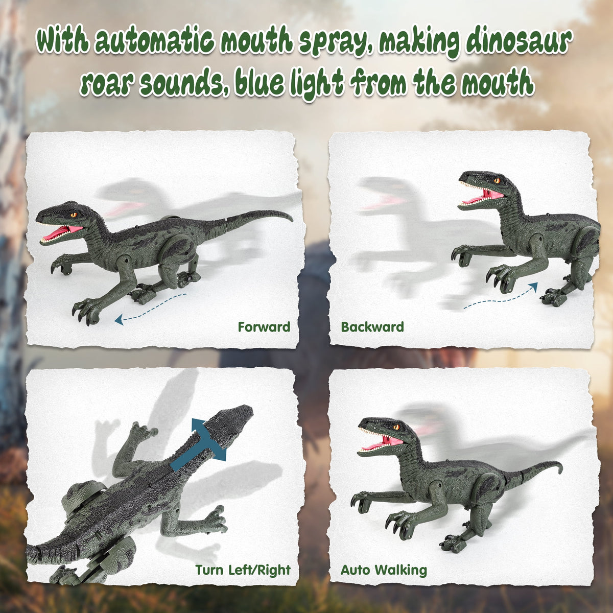 Remote Control Dinosaur, Realistic Dinosaur Toys for Kids 3-6, Rechargeable Walking Robot Dinosaur Jurassic Toys, 2.4GHZ RC Dinosaur Toys with Sound & Spray for Christmas Boys Girls 3+