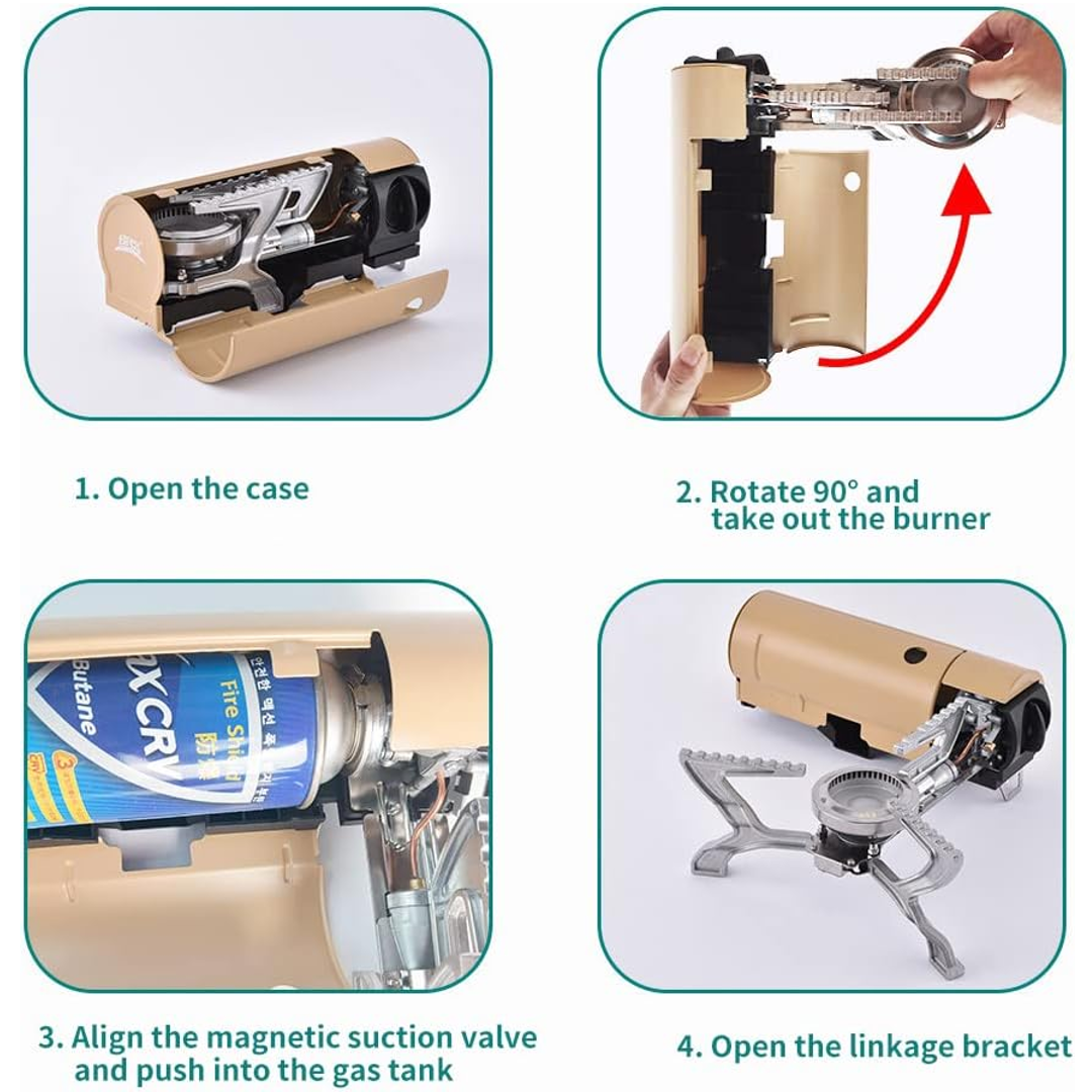 Foldable Portable Butane Stove Camping Stove Outdoor Gas Stove with Storage Bag Adventure suitable for Picnic/Backpacking Hiking/Home Travel
