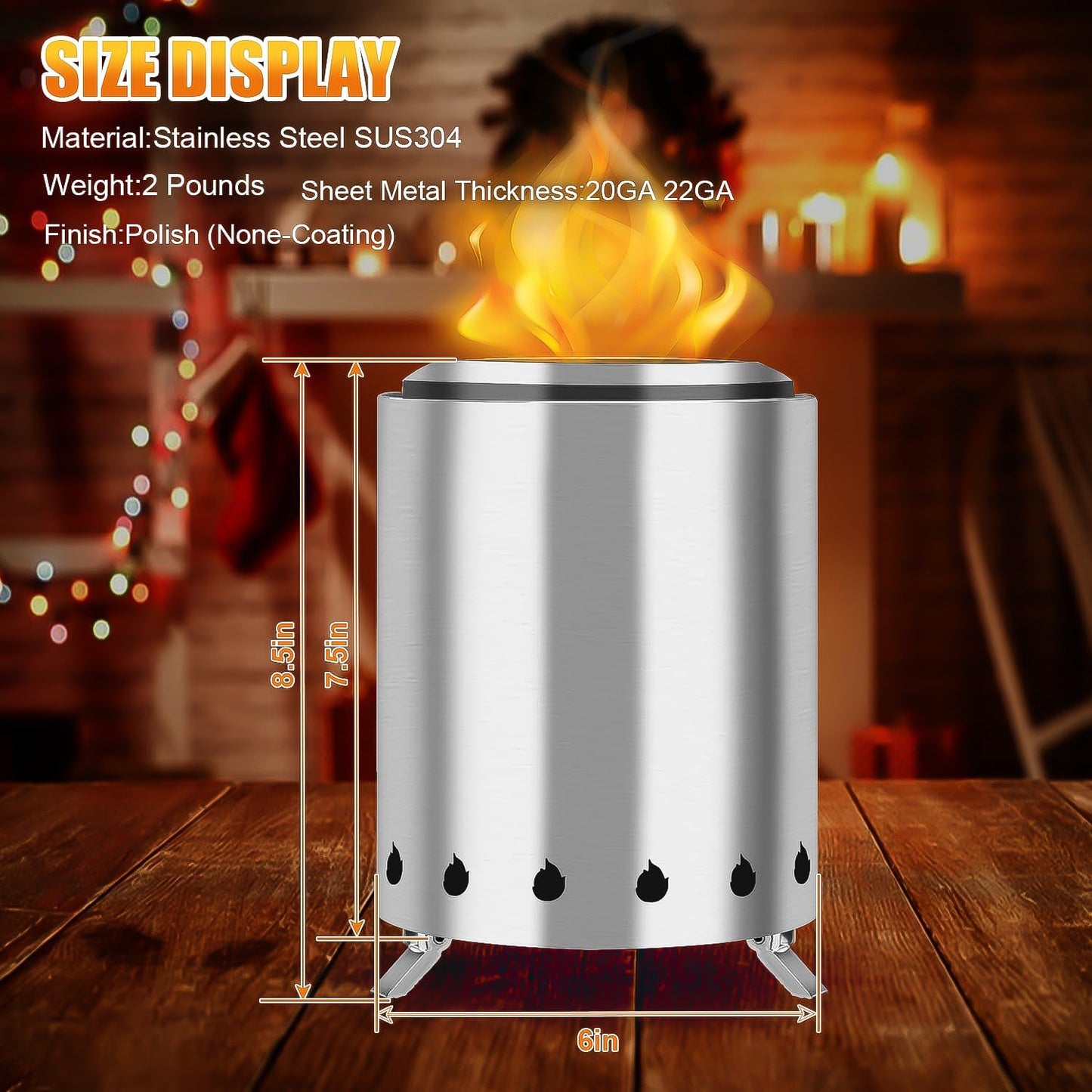 MGAXYFF Stove, 5.9 Inch Tabletop Fire Pit with Stand - Smokeless, Stainless Steel Fire Pit for Camping, Outdoor & Patio- Wood Burning or Pellet Fueled Portable Bonfire, with Travel Bag