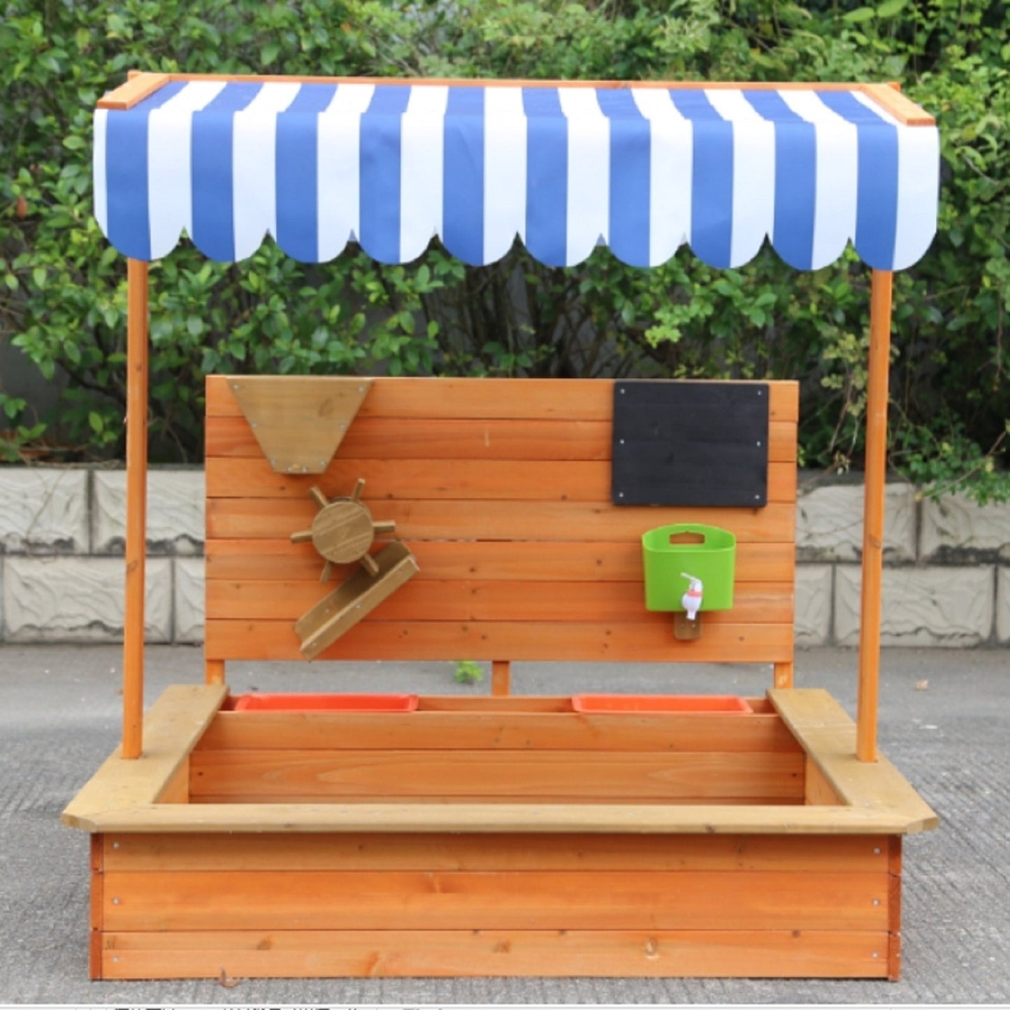 Outdoor Sandbox For Kids, Sand Pit With Adjustable Cover & Sand Funnel & Drawing Board, Kids Outdoor Sand Box Play For Backyard, Garden, Beach, Outdoor Patio