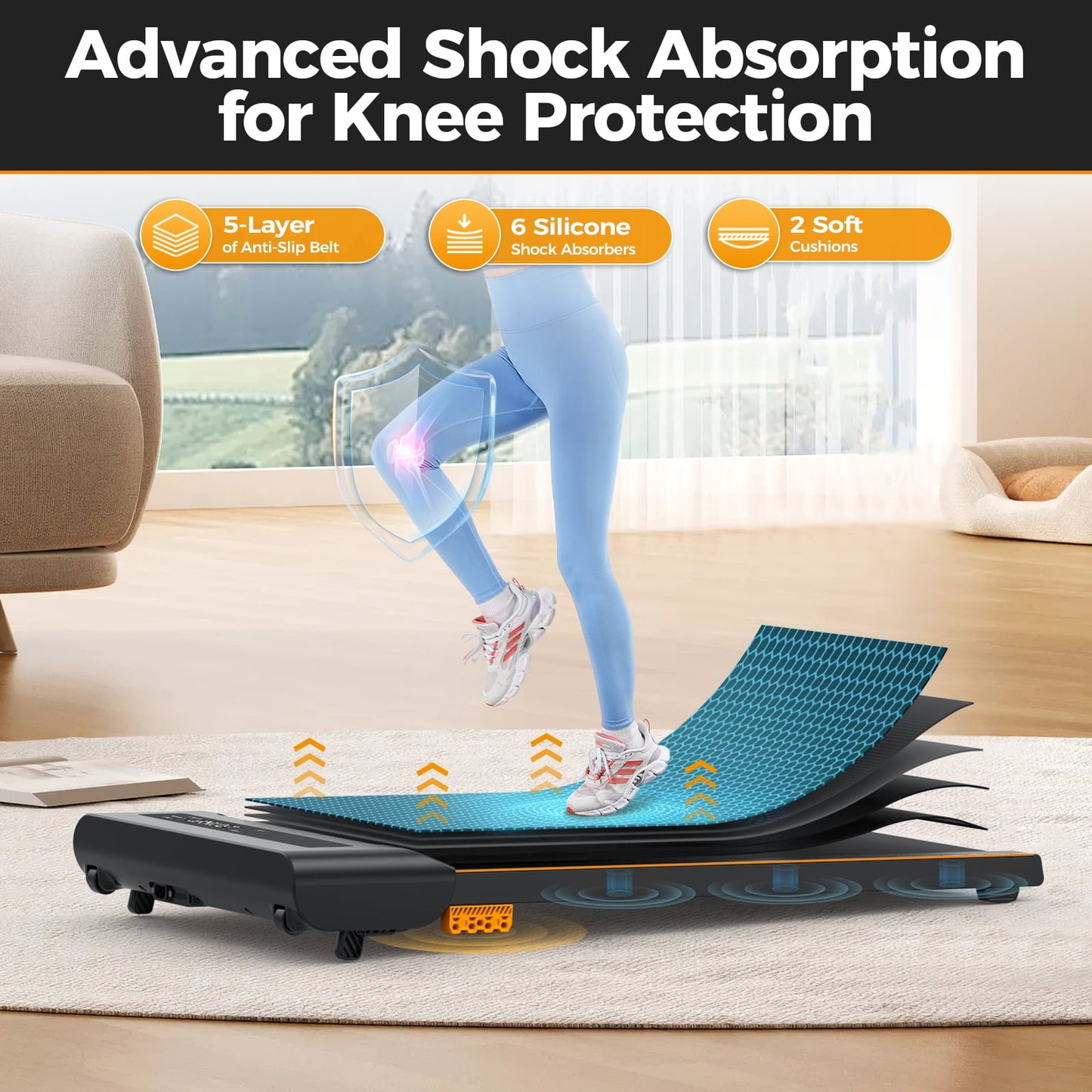 2 in 1 Walking Pad ,Electric Treadmill with Speaker and Remote Control, 2.5HP Walking Jogging Machine for Home/Office