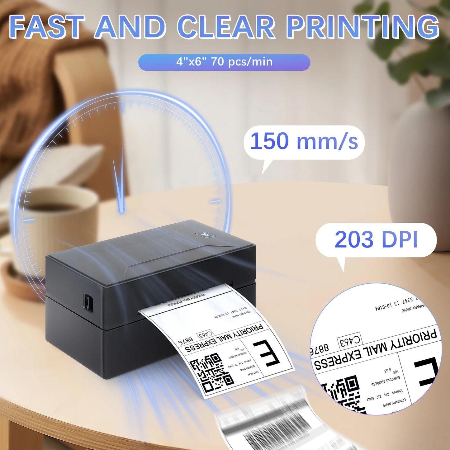 Bluetooth Thermal Printer, Wireless 4x6 Shipping Label Printer for Shipping Package and Small Business Compatible Windows, Mac, iOS, Android, Labels Maker Thermal Label Printer for Ebay, Shopify, etc