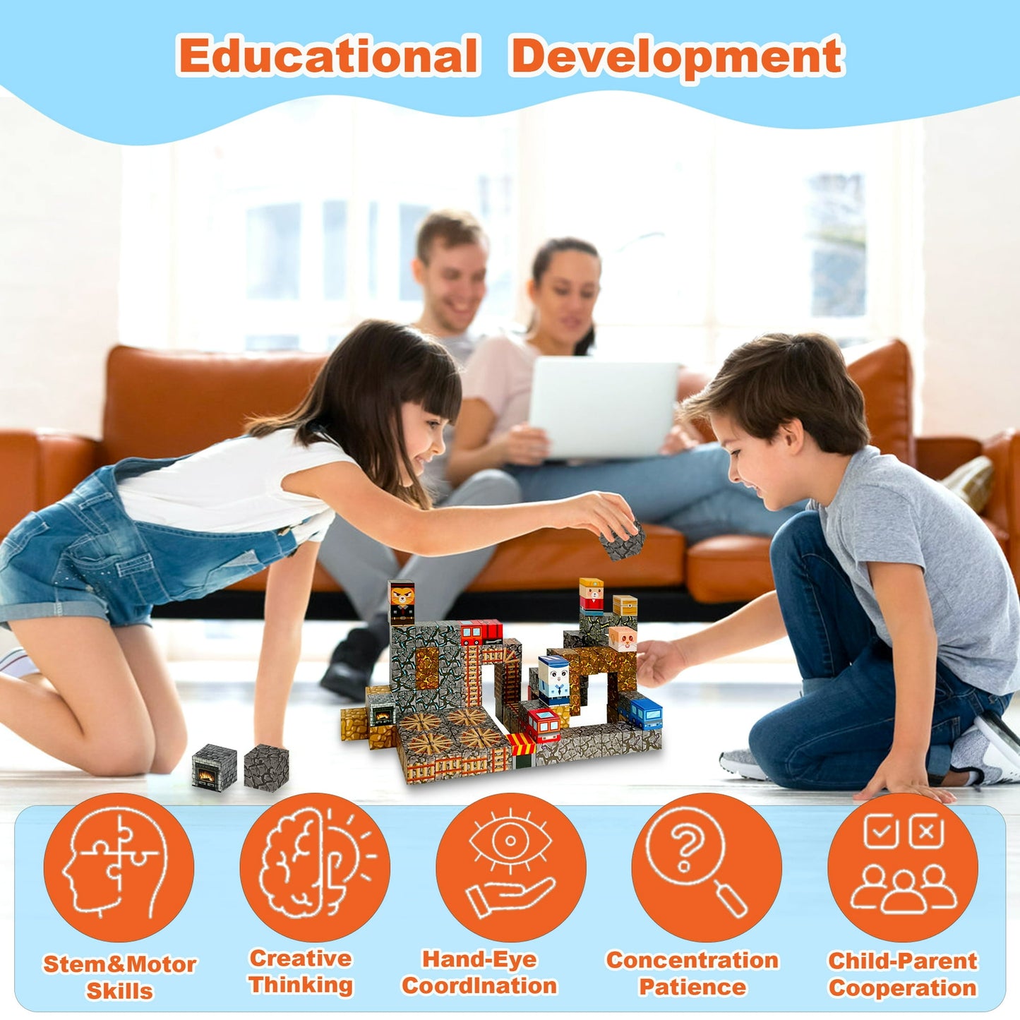 100pcs Magnetic Blocks - Build Mine Train Track Set For Boys & Girls Age 3-5 6-8, Sensory Toys For Toddlers Gifts For 3+ Years Old Girls Boys