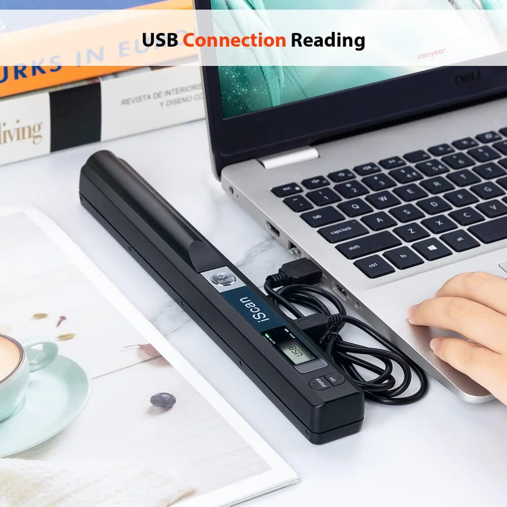 Portable Scanner, Photo Scanner for A4 Document Scanner 900 DPI Handheld Scanner JPG/PDF Formate LCD Display for Business Image Picture Receipts Books Pages Texts, Handy Scan (Blue)