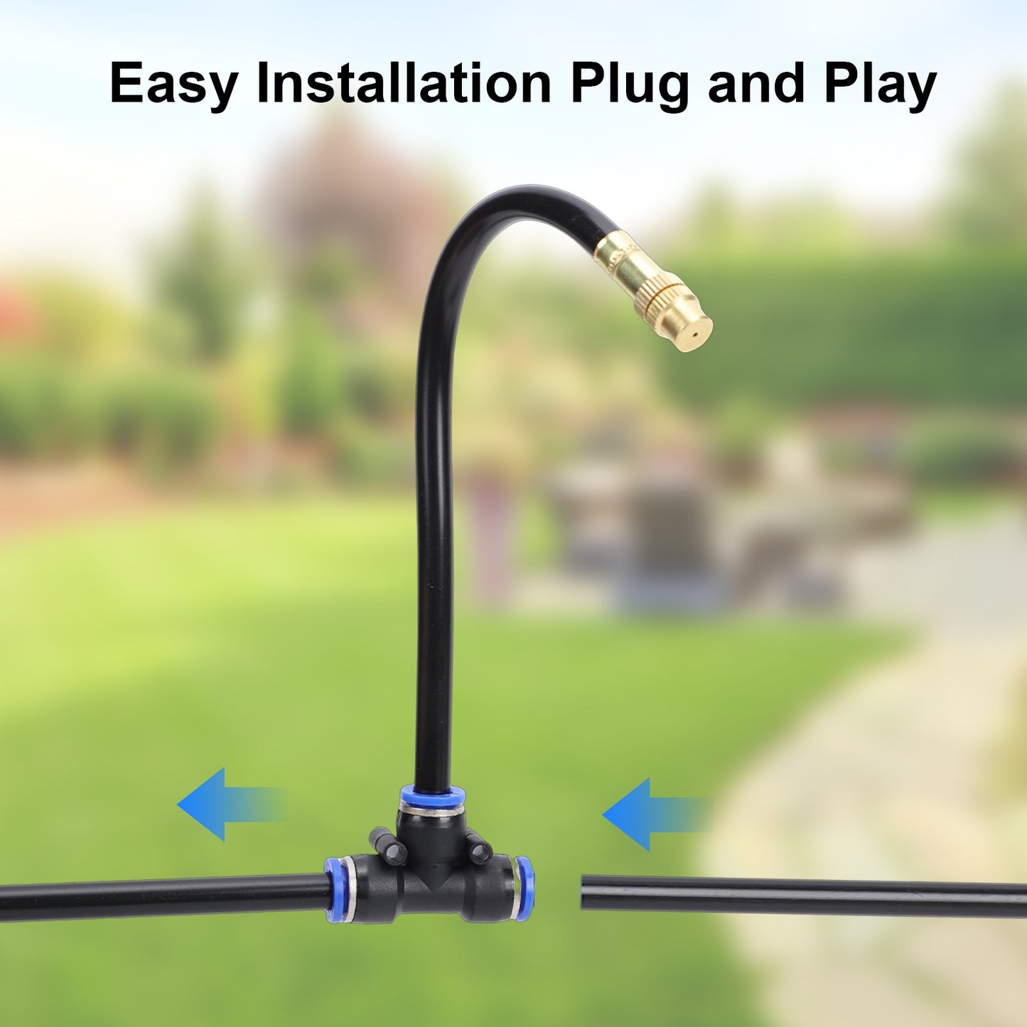 65Ft Drip Irrigation System,Upgrade 360° Adjustable Garden Irrigation Kit with 20pcs Copper Nozzles for Outdoor Plants, Lawn & Garden Use