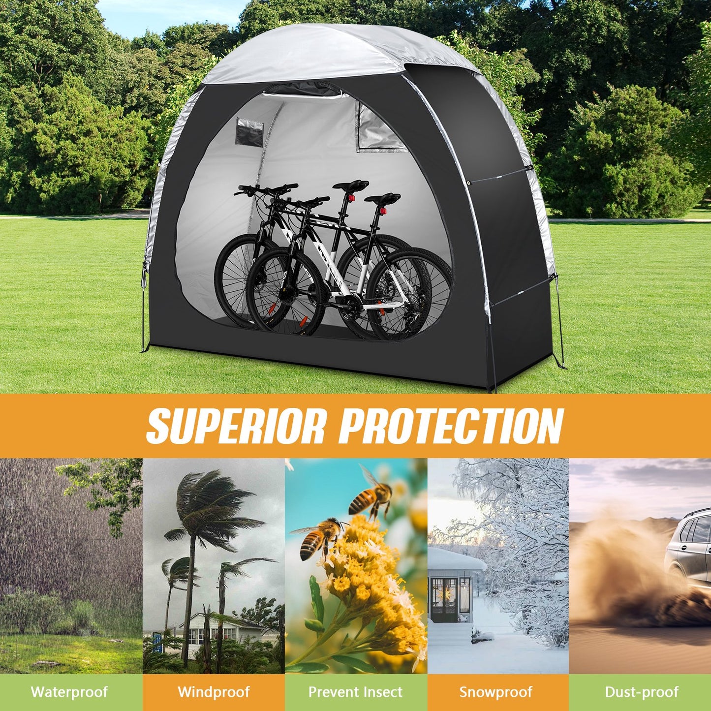 Waterproof Bike Storage Tent Outdoor Portable Shed Cover Garden Backyard Storage
