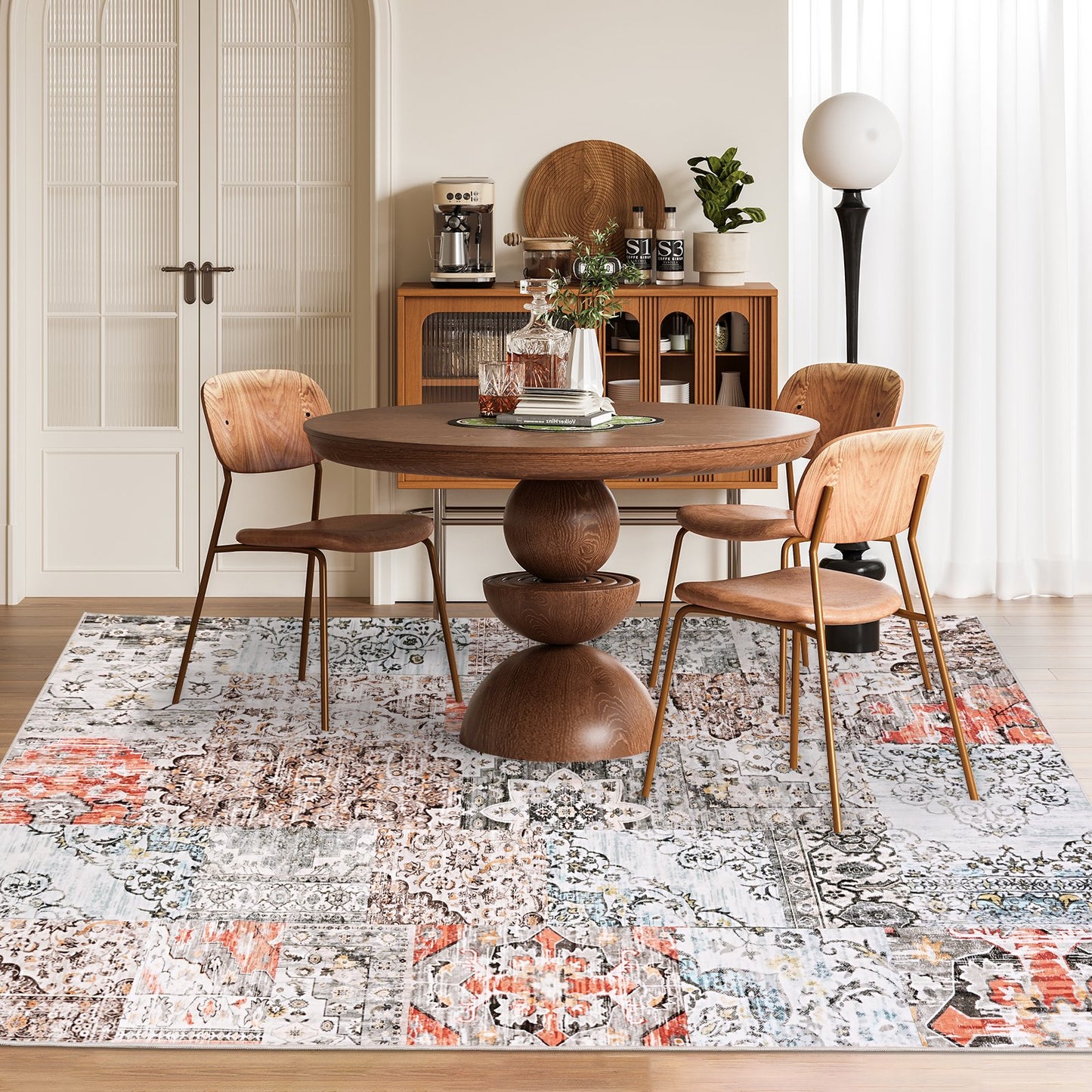 Modern Area Rug 5x7 Non Slip Hallway Runner Rug, Low Pile Machine Washable Rugs for Entryway, Hallway, Kitchen and Corridor (Motley)