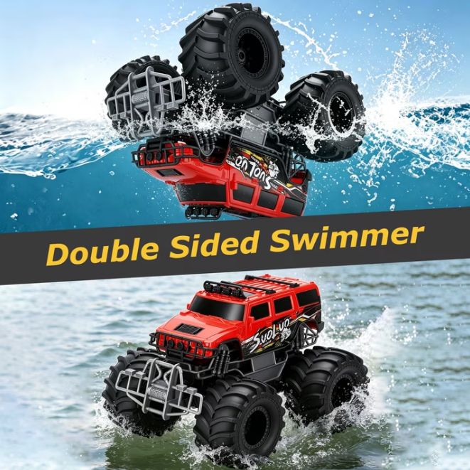 1:16 Scale RC Car Amphibious Remote Control Car Truck All Terrain Toy Vehicle Off Road Truck for Kids 6-12, Red
