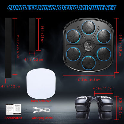 2024 Upgraded Adult Smart Music Boxing Machine, Electronic Boxing Machine with Boxing Gloves, Boxing Music Fitness Machine with Smart Display, Smart Boxing Machine Wall-mounted Music for Home and Gym