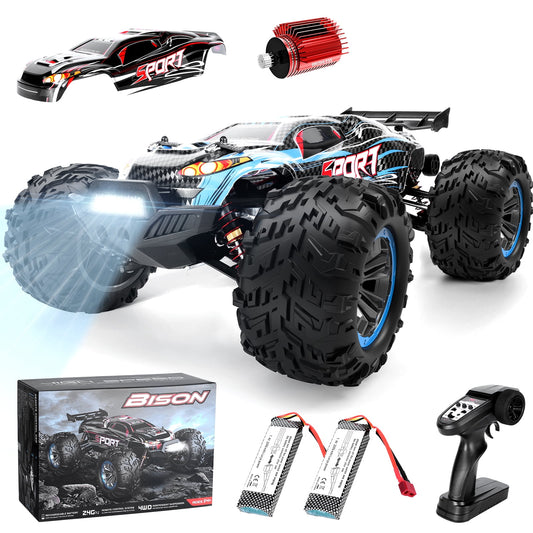 Fast RC Cars Max 55+KMH Remote Control Car for Boys Adults Off-Road RC Truck 1:16 4WD RC390 Motor 2.4G High Speed Racing Car Toy for Kids, 2 Batteries