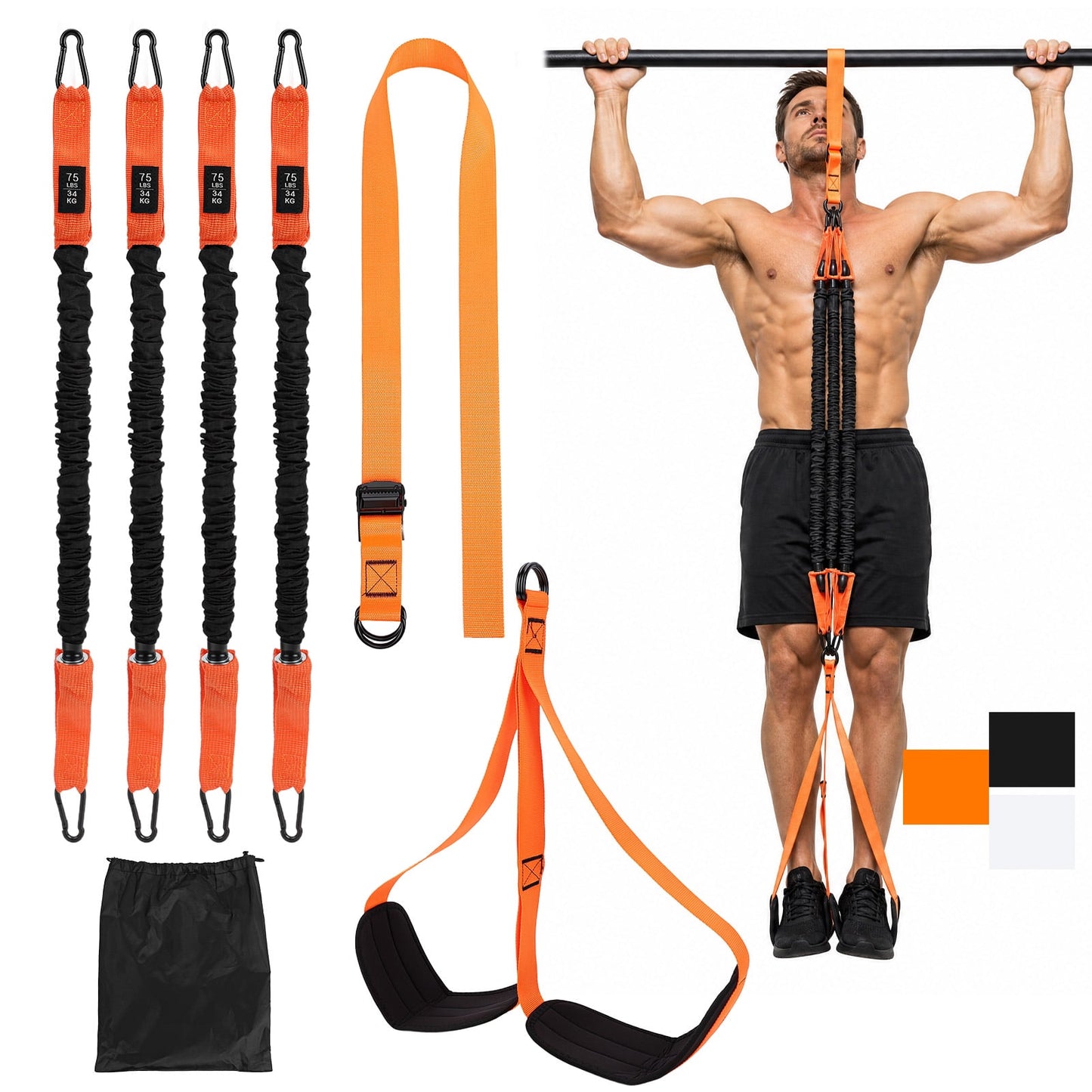 FAGINEY Pull Up Assistance Bands 75-300lbs, Adjustable Resistance Band for Pull Up Bar with Storage Bag for Home Gym Workout