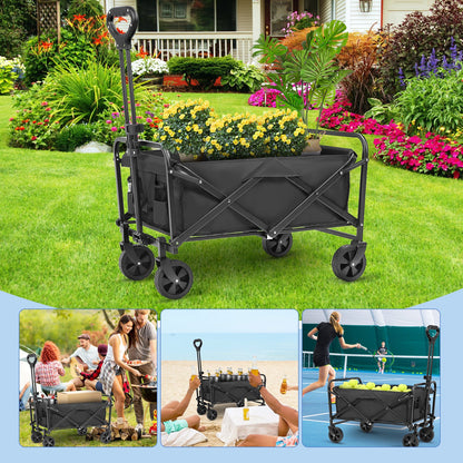 Collapsible Wagon,Foldable Garden Cart,Utility Grocery Shopping Cart for Camping,Sports