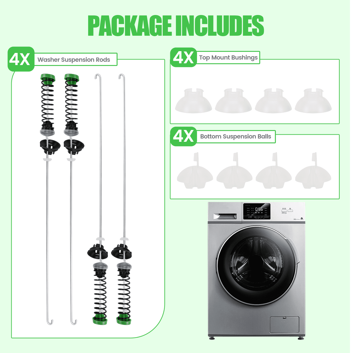 FAGINEY 4PCS W11130362 Washer Suspension Rod Kit 23.2 Inch Compatible with Maytag Washer Replaces W10594080 W10735786 W10748956