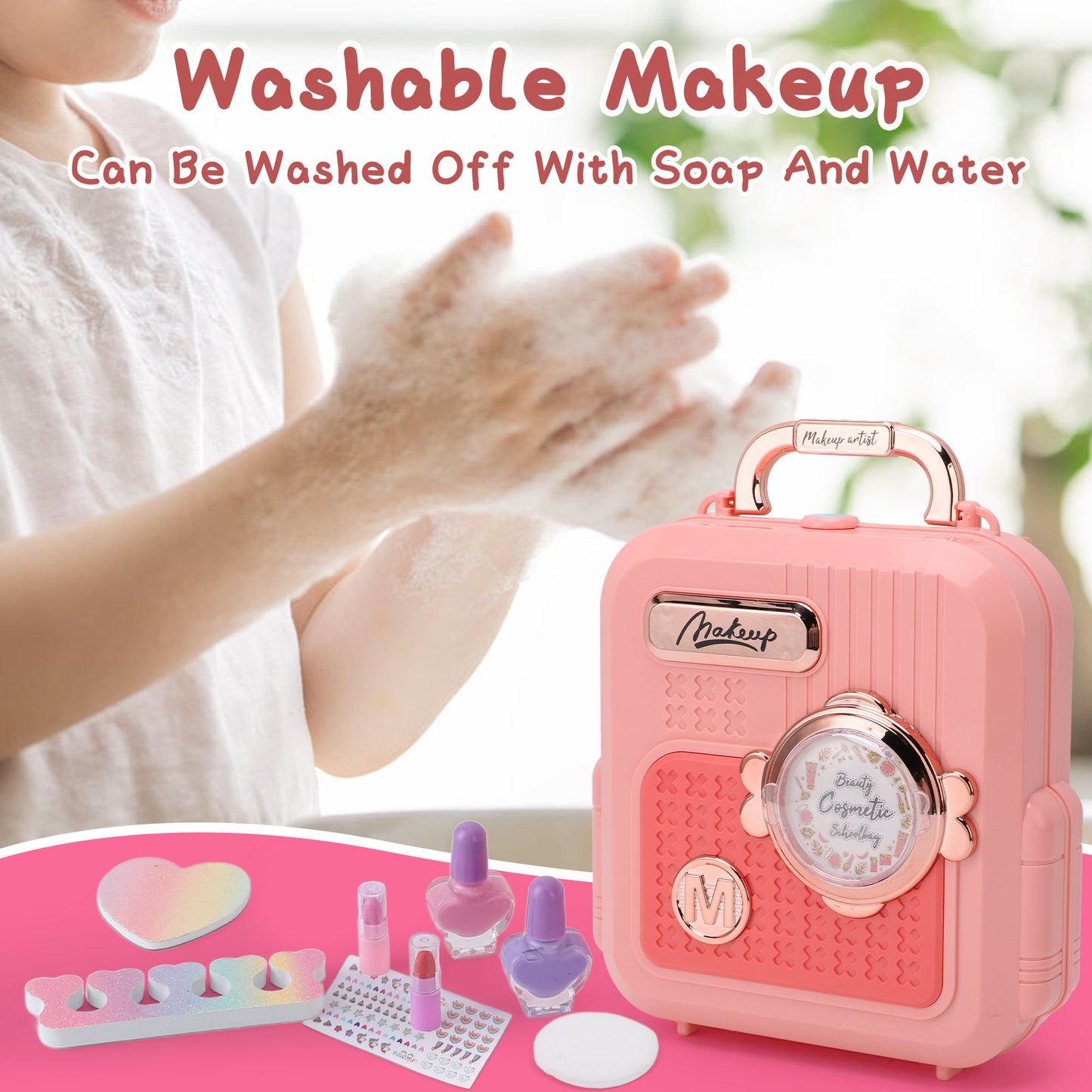 Kids Makeup Set, Girls Gift, 13 Pieces Makeup Toys, Washable Little Girl Princess Makeup Toys With School Bag, Birthday Christmas Gift For 3 4 5 6 7 8 9 10Years Old Girls