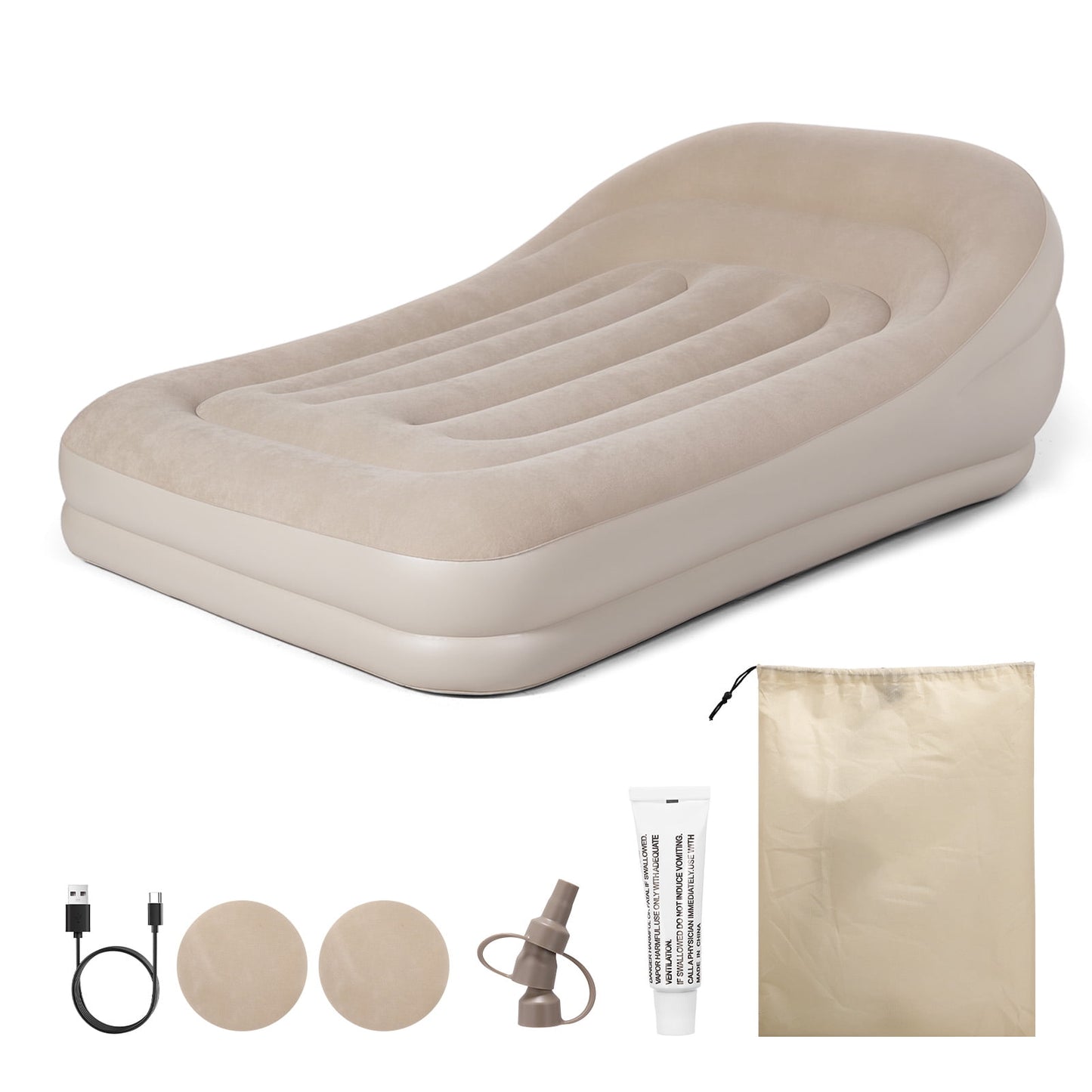 FAGINEY Inflatable Sofa Bed 78.74x51.96x23.62in Blow Up Couch Folding Air Mattress Bed for Home Camping