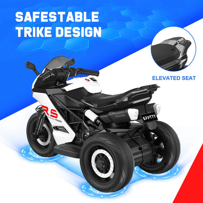 12V Kids Motorcycle Ride On Toys, Electric Battery Powered Motorcycle with 3 Wheels, LED Lights, Music, Pedal, Gift for Children