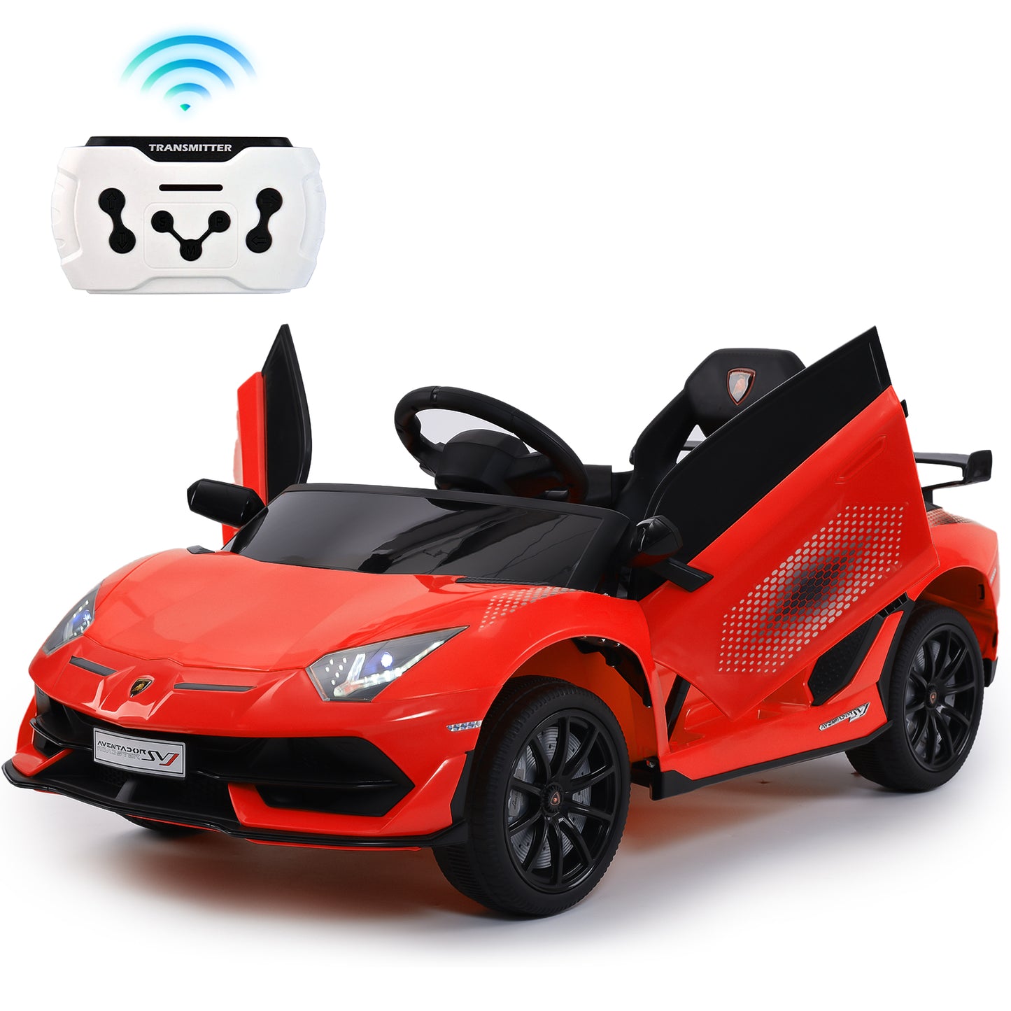 Electric Car for Kids 12V Licensed Lamborghini Sports Car ,Kids Toys with Remote Control, MP3 Player, LED Headlights & Hydraulic Doors