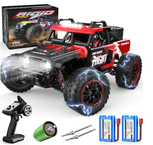 RC Cars 1:14 4WD High Speed Remote Control Truck 60+km/h Fast All Terrain Off Road RC Truck Toy Gifts for Kids Adults, 2 Batteries
