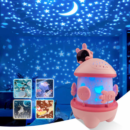 DOMQGA Night Light Projector,12 Films Soothing Sound Remote 360° Baby Night Light Projector,Birthday Christmas Gifts Kids Toys,Pink