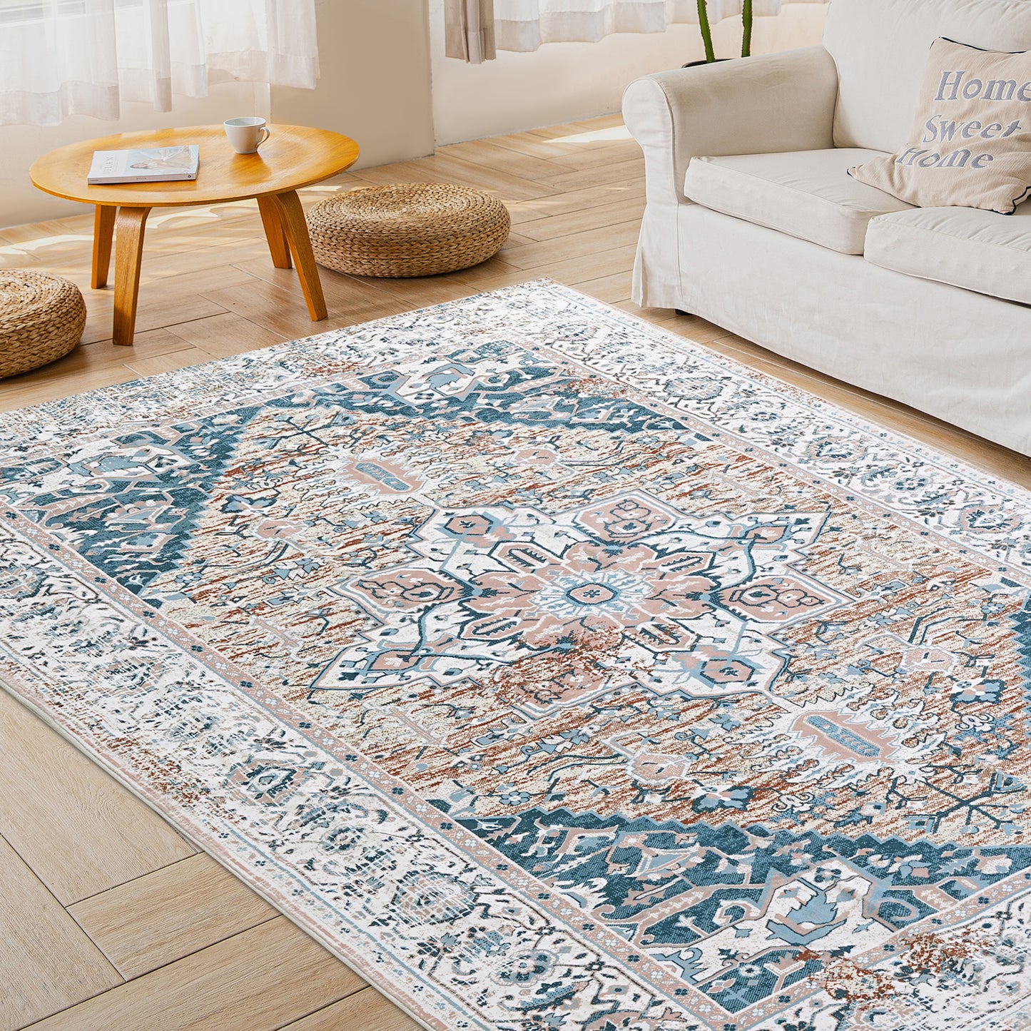 DOMQGA 5'x7' Area Rugs Modern Stylish Large Machine Washable Rugs for Living Room,Dining or Bedroom Foldable Home Decor Soft Nonslip Carpet