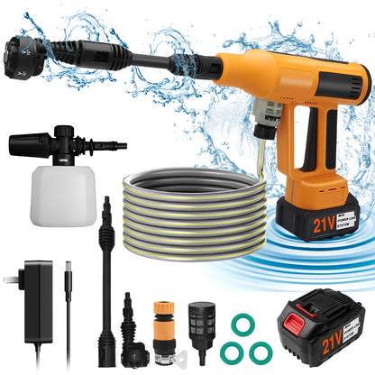 Cordless Pressure Washer, 1000PSI Cordless Power Washer with 33FT Water Hose & Brushless Motor, 4.0Ah Battery & Charger, 6-in-1 Nozzle, 4 Gears Pressure Touch Screen, Powerwasher for Cars/Yard