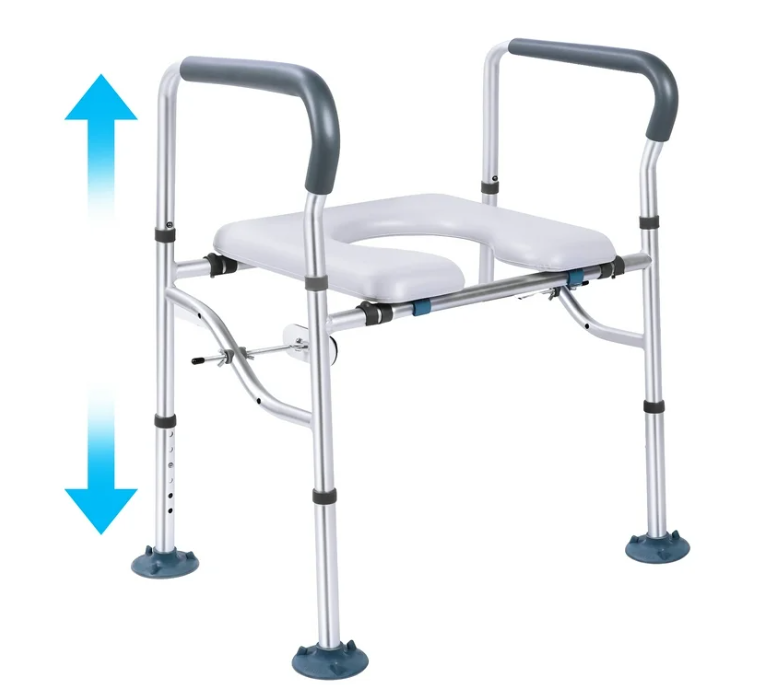 AMONSEE Raised Toilet Seat with Handles 400lbs, Adjustable Safety Toilet Chair for Elderly, Pregnant and Handicap