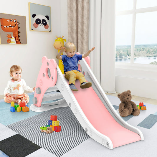 2 in 1 Slides for Kids, Toddler Slide Indoor or Outdoor Toddler Climber Slide Playset (Pink+white)