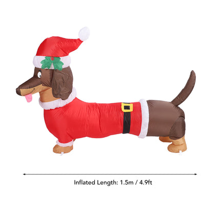 5FT Christmas Inflatables Dachshund Dog, Blow Up Yard Decoration Clearance with LED Lights Built-in for Holiday Garden Decoration