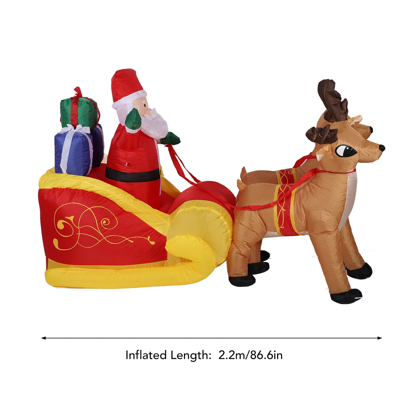 7.5FT Lighted Inflatable Christmas Santa Claus & Reindeer for Indoor Outdoor Xmas Holiday Party Decoration