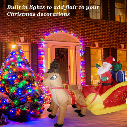 7.5FT Lighted Inflatable Christmas Santa Claus & Reindeer for Indoor Outdoor Xmas Holiday Party Decoration