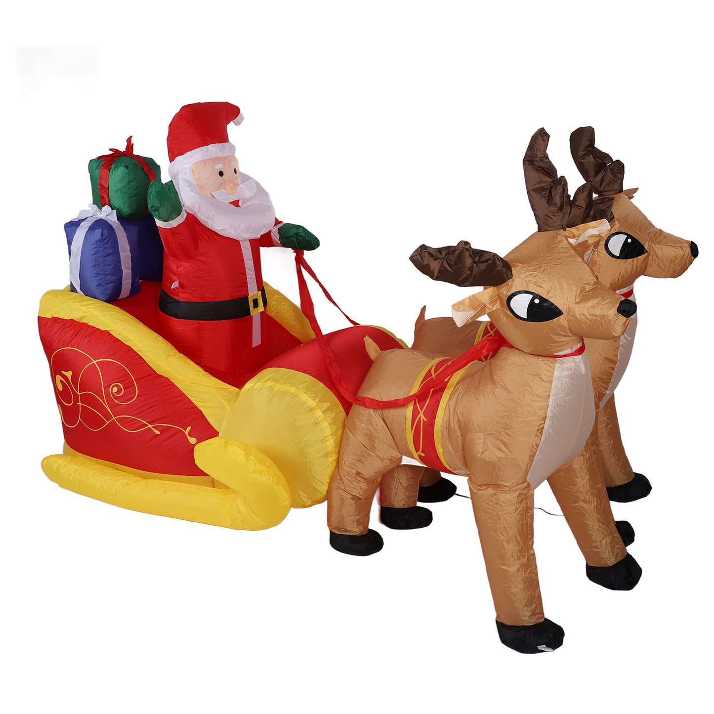 7.5FT Lighted Inflatable Christmas Santa Claus & Reindeer for Indoor Outdoor Xmas Holiday Party Decoration